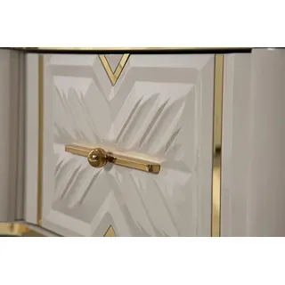 Wohnzimmer Sideboard weiß + gold Kamin Luxus RTV Lowboard Exclusive - Weiß