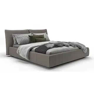 KAWOLA Bett Henry Polsterbett Leder grau 180x200cm - Grau,