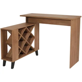 MCW Bartisch MCW-M45, Stehtisch Thekentisch Weinregal Weinschrank, Staufächer 93x120x98cm, braun