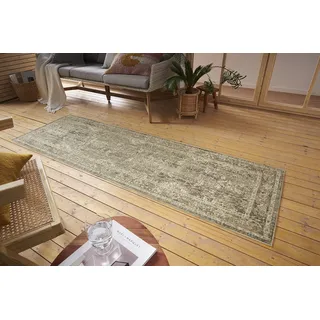 Nouristan Luxor In- & Outdoor Teppich Orient – Orientalischer Flachgewebe Vintage Used Look Waschbar Wetterfest & UV-beständig für Balkon, Terrasse, Garten, Wohnzimmer – Schwarz Creme, 75x200cm
