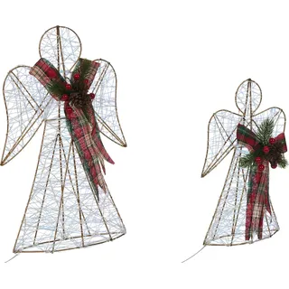 BELIANI LED Weihnachtsdekorationen 2er Set Mehrfarbig Metall 30/40 cm in Engelform zum Aufstellen mit Lichtern Deko Weihnachtsdeko Adventsdekoration - Bunt