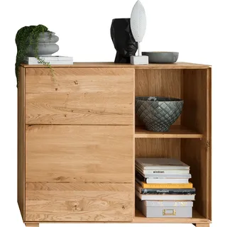 Sideboard 98cm, stehend oder hängend, Wildeiche massiv geölt, WYNDHAM-69 - Braun