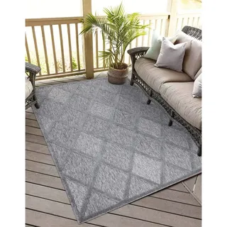 Carpet City Teppich »In-& Outdoorteppich Santorini 457, 3D-Effekt, Raute-Look« rechteckig 5 mm Höhe Wetterfest & UV-beständig für Terrasse, Balkon, Küche, Flur, grau