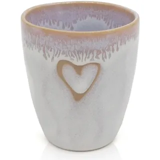 Mea-Living STONEWARE Espressobecher polarweiß Herz, handgemachtes Steingut, 150 ml, wunderschönes handmade Geschirr