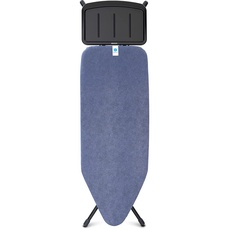 Brabantia - Bügelbrett C - für Dampferzeuger - XL-Dampfbügelbrett - Extra großer Metallständer - Höhenverstellbar - Solider Vierfußrahmen - Geräte bis zu 40 x 22 cm - Denim Blue - 125 x 45cm
