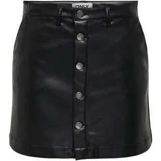 ONLY Damen Onlamazing-Liora Hw Faux Leat Skirt PNT Rock, Black, XL