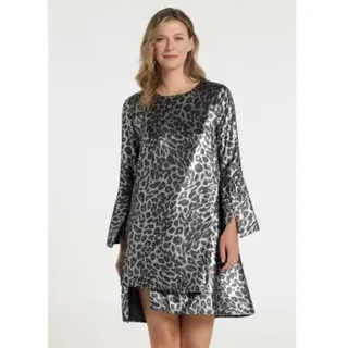 Victorio & Lucchino, V&L für Damen. 340658204 Kurzes silbernes bedrucktes Kleid (S), Lässig, Tierdruck, Polyester, Langarm