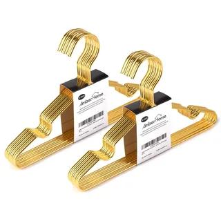 Amber Home Kleiderbügel für Kinder, aus Metall, robust, mit Kerben, goldfarben, 20 Stück