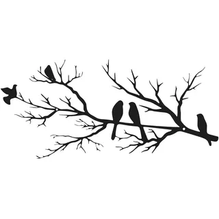 Chihutown Wanddekoration aus Metall, lebendige Vögel auf Ast, Wanddekoration, große Vogel-Silhouette, Gartenornament, Blätter mit Vögeln hängende Wandskulptur, rustikale Vogel-Wandkunst für Zuhause,