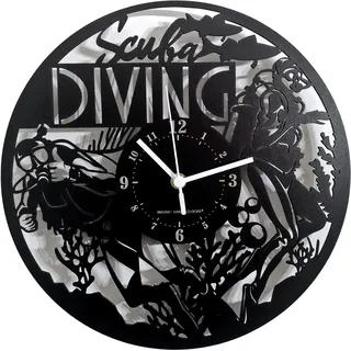 Instant Karma Clocks Wanduhr Taucher Schwimmer Leidenschaftliche Geschenkidee, Holz HDF, Schwarz