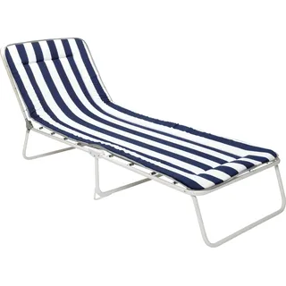 BEST Freizeitmöbel Chiemsee Sonnenliege 180 x 60 x 23 cm Weiß/Blau