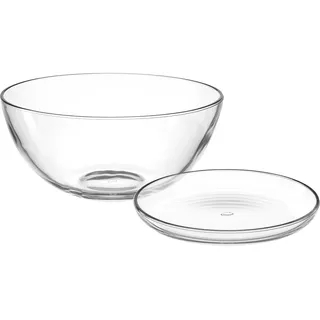 LEONARDO HOME CUCINA Schalenset • 5 tlg. Set • Glasteller und Servierschale • Für Frühstück, Dessert, Snacks • Kombinierbar im Alltag • Schlicht und modern • Ideal als Tischgedeck • klar • 066350
