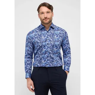 Langarmhemd ETERNA "COMFORT FIT", Herren, Gr. 48, Normalgrößen, blau (navy), Twill, 100% Baumwolle, normal, Manschette, Hemden Langarmhemd, NON IRON (bügelfrei)