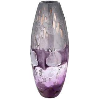 Glas Art Vase Feeling - grau, lila durchgefärbt - Glas - Höhe 42cm - wasserdicht - Blumenvase