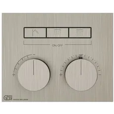 Gessi HI-FI, Fertigmontageset Unterputz-Thermostat mit Tasten-Bedienung, 3 separate Ausgänge, 63006, Farbe: Finox Optik