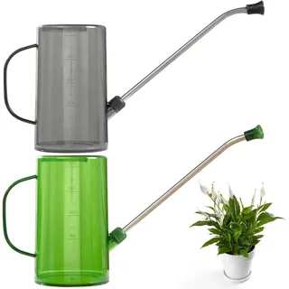 Zylindrische Gießkanne 1L, 2er Pack Gießkanne Zimmerpflanze Mit Edelstahl-Ausguss, Kunststoff Watering Can, Edelstahl Langer Auslauf Giesskanne, Für Innen Wohnung Home Büro Sukkulenten