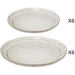 Secret de Gourmet Teller Flower 12er-Set , Grau , Keramik , 2.7x26.5x26.5 cm , Geschirr, Geschirrsets