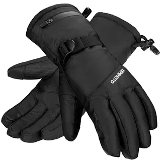 KEMIMOTO Skihandschuhe Herren Damen,wasserdichte Winterhandschuhe mit 3 Touch-Screen,Verstellbare Schnalle, Snowboard Handschuhe für Skifahren, Eislaufen, Radfahren(Schwarz)
