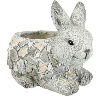 I.GE.A. Pflanzkübel »Blumenkübel Hase aus Magnesia« Blumentopf Kübel Pflanzgefäß für Sukkulenten Gartendeko Terrassendeko, grau