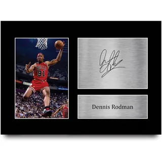 HWC Trading Dennis Rodman Chicago Bulls Geschenkidee: Gedrucktes, signiertes Autogrammfoto für Fans von American-Football-Memorabilia - A4