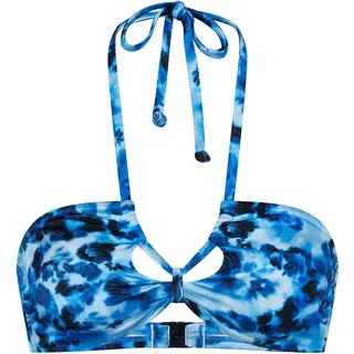 Bügel-Bikini-Top TRIUMPH "Midnight Swim Bandeau", Damen, Gr. 42, Cup C, blau (blau combination), Microfaser, Obermaterial: 82% Polyamid, 18% Elasthan, Bikini-Oberteile Bügel-Bikini-Top, weich und glänzend