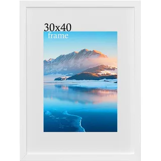 DTXDTech Bilderrahmen 30 x 40 cm Weiß Holz, 12 x16 Zoll Bilderrahmen, 30x40 cm Fotorahmen, Wandmontierter 30x40 cm Posterrahmen, Fotorahmen für A4 Druck, Schlafzimmer und Wohnzimmer Dekoration