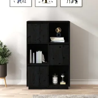 vidaXL Highboard Schwarz 74x35x117 cm Massivholz Kiefer - Schwarz