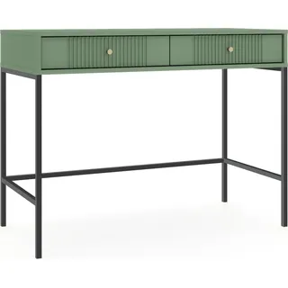 Schminktisch: zwei Schubladen, rauchgrüne Farbe, schwarze Beine, H 79 cm - Grün