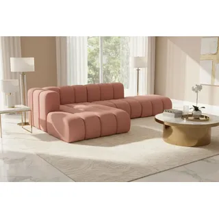 kaiser möbel Ecksofa L-form mit Hocker, Grand Mini, Stoff Salvador, Rosa, Links - Rosa