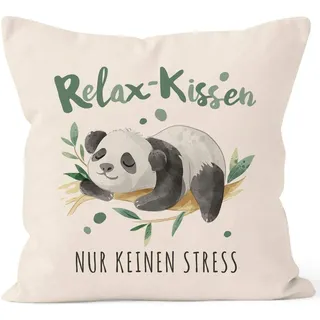 SpecialMe® Kissenbezug Spruch Relaxkissen nur kein Stress Panda-Bär Dekokissen Geschenk Natur 40cm x 40cm