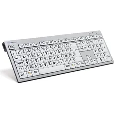 Logickeyboard XL-Print Slim Alu Black on White fr. (PC) (FR, Kabelgebunden), Tastatur, Weiss