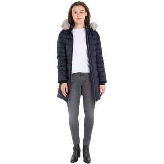 Tommy Hilfiger Damen Daunenmantel Down Coat With Fur Winter, Blau (Desert Sky), XXS