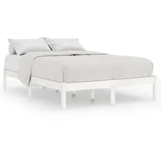 vidaXL Bett 180x200 cm, 31 cm Hoch, aus Massivholz Kiefer, in Weiß , Holz , Schlafzimmer, Betten