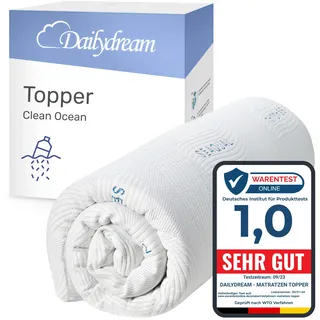 Dailydream Matratzen Topper 100x200cm | Memory Foam | 5cm hoch | Edition Clean Ocean, Model M | Zertifiziert & ergonomisch für unbequeme Matratze, Boxspringbett & Gästebett | Mattress Topper 100x200