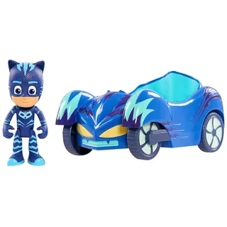 Simba 109402084 - PJ Masks Catboy mit Katzenflitzer mit Superhelden Action Figur Fahrzeug 15cm groß Figur 8cm groß, für Kinder ab 3 Jahren Blau