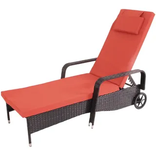 MCW Poly-Rattan Sonnenliege Anthrazit, Orange , Kunststoff , 71x108x197 cm , Gartenmöbel, Gartenliegen