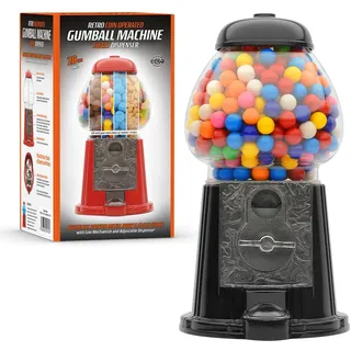CKB LTD Große Kaugummi-Maschine, Retro-Süßigkeitenspender, Aufbewahrung, Sparschwein, Gelddose, Münzbedienung, Spardose, H28 cm (große Größe 28 x 15,3 x 16,5 cm) (schwarz)