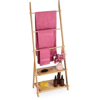 Relaxdays Handtuchleiter Klappbar Hellbraun 53x134x31,5 cm
