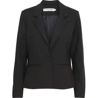 Blusenblazer PULZ JEANS "Blazer PZBINDY", Damen, Gr. 36, schwarz (schwarz beauty), Obermaterial: 53% Baumwolle CO. 44% Polyester PES. 3% Elasthan EL., Blazer Blusenblazer