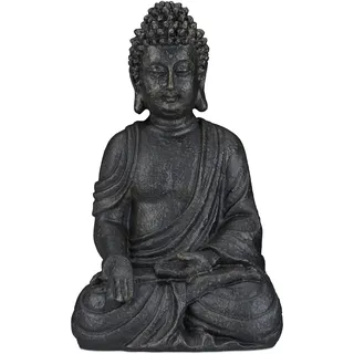 Relaxdays Buddha Figur sitzend 40 cm Dunkelgrau