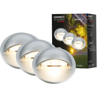Briloner LED Außen-Bodenstrahler Teak Connect to Shine 3er Ergänzungsset 10 W warmweiß