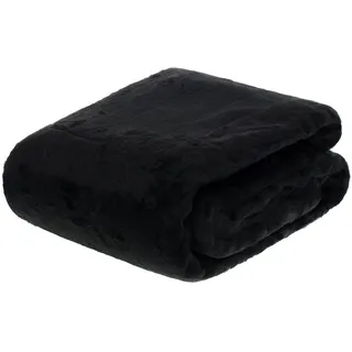 Brandsseller Felldecke Kuscheldecke Nerzfelloptik - 180 x 220 cm | 1450g - Schwarz