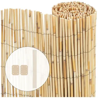 VOUNOT Windschutz Schilfrohrmatte 100 x 300 cm orange naturbelassen