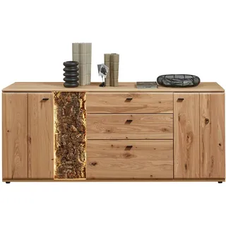 Linea Natura Sideboard , Eschefarben, Eiche Artisan , Metall , Esche, Kork , massiv , 5 Fächer , 2 Schublade(n) Schubladen , 175x83x50 cm , Typenauswahl, Beimöbel erhältlich, Beleuchtung , Holzmöbel, Wohnwände Holz, Wohnwand Serien Holz