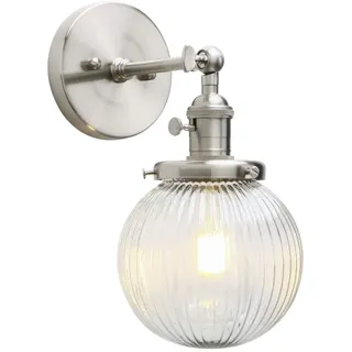 Yosoan Wandbeleuchte geriffeltes Klarglas Industrie Loft-Wandlampen aus Industrial-Design und Vintage-Flair Wandbeleuchtung Leuchte, Innenleuchte (Gebürsteter Edelstahl Farbe)