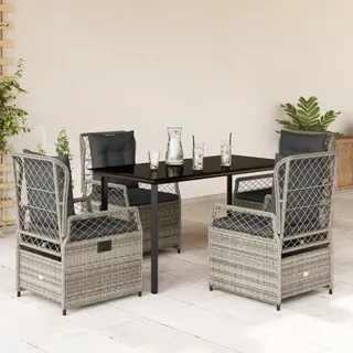Langlebig Gartenmöbel Set Balkonmöbel-Set 5-tlg. Garten-Essgruppe mit Kissen Grau Poly Rattan - Gartenmöbelgarnituren Octo9636373 3parcel - Grau