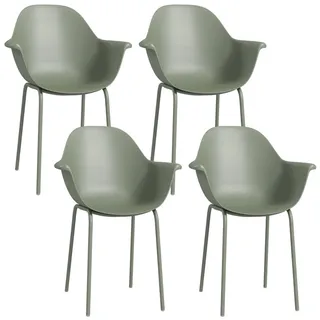 Outsunny Gartenstuhl, Stahl, Kunststoff, Grün , Metall , 55x84x59 cm , Gartenmöbel, Gartensessel, Gartenstühle