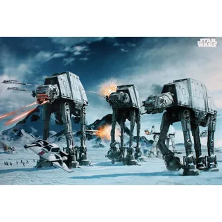 Poster Star Wars - Schlacht um Hoth mit AT-ATs auf dem Eisplaneten - Größe 61 x 91,5 cm - Maxiposter