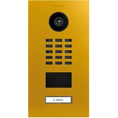 DoorBird D2101V IP Video Türstation, Goldgelb (RAL 1004) | Video-Türsprechanlage mit 1 Ruftaste, RFID, HD-Video, Bewegungssensor
