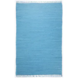 THEKO | Dhurry Teppich aus 100% Baumwolle Flachgewebe Teppich Happy Cotton | handgewebt | Farbe: Türkis | 90x160 cm